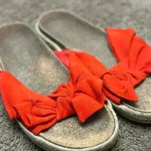 American eagle orange and brown cork bed sandals size 10